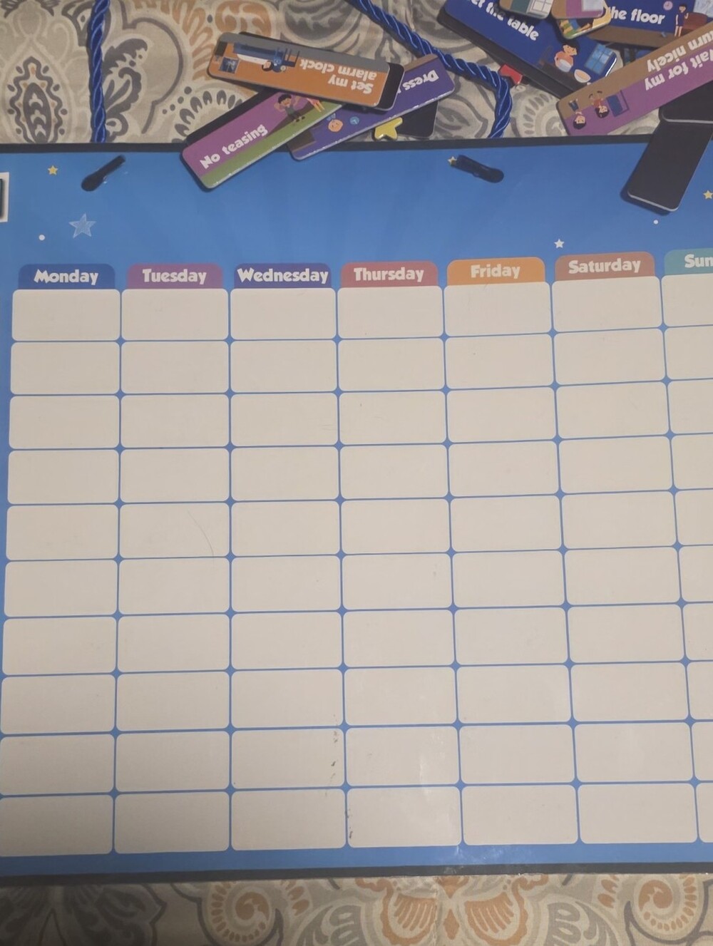 Magnetic Weekly Planner Calendar Board - Blue